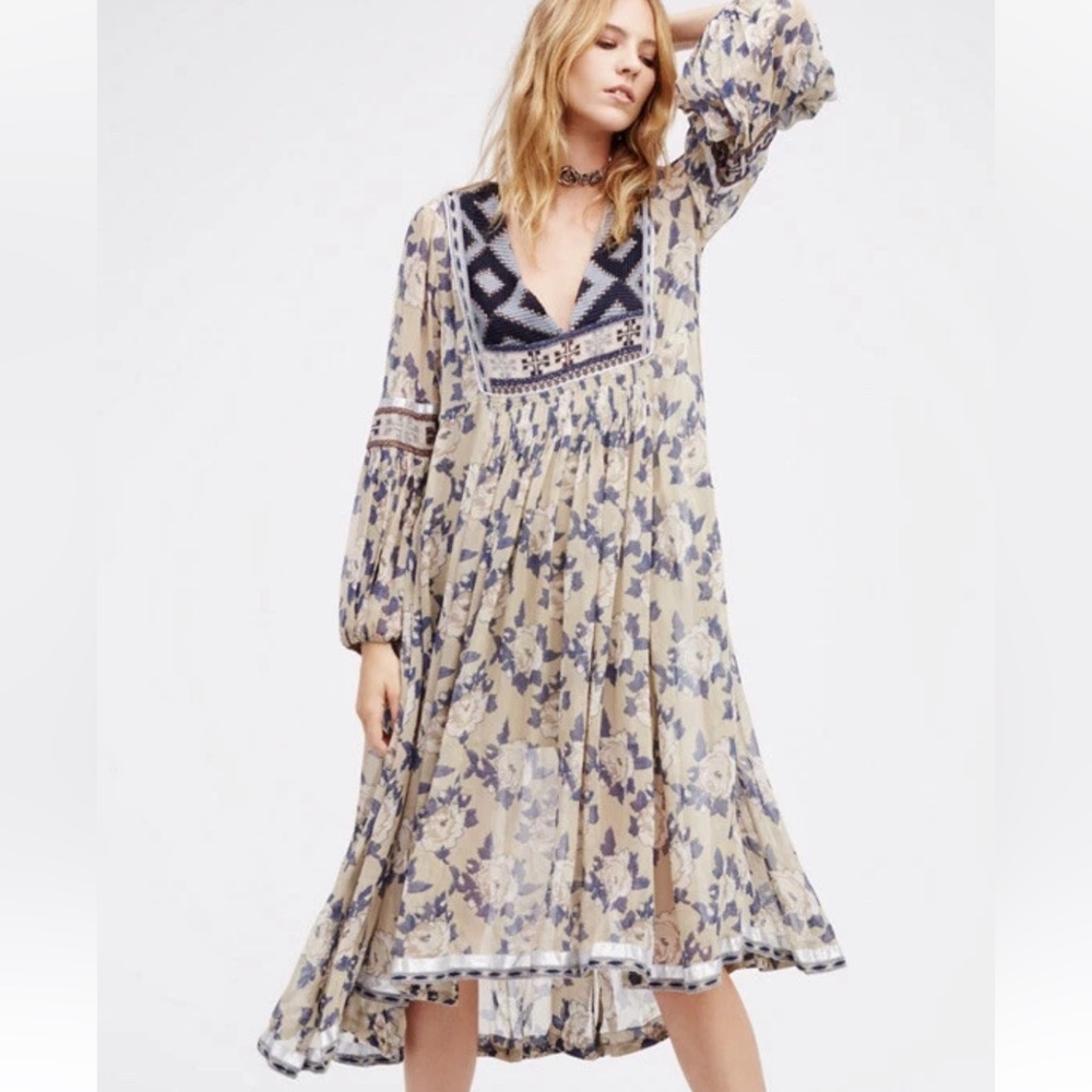 Rare Bold Blooms Embroidered Maxi Dress